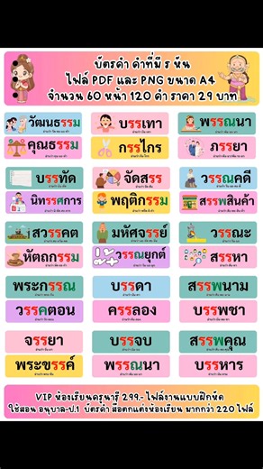 บัตรคำ คำที่มี ร หัน ไฟล์ pdf และ ไฟล์ PNG ขนาด 1 แผ่น A4 มี 2 คำ จำนวน 60 หน้า 120 คำ ราคา 39 บาท นะคะ #VIPห้องเรียนครูนารี อยู่ใน บัตรคำ คำที่มี ร หัน นะคะ 📣 สมัครสมาชิก VIP ห้องเรียนครูนารี เพียง 299.- 📣 ✅ ไฟล์งานแบบฝึกหัด ใช้สอน อนุบาล - ป.2 ✅ ไฟล์ PDF ไม่ติดลายน้ำเพจ ภาพคมชัด ✅ มีไฟล์มากกว่า 500 ไฟล์ 8,000 กว่าหน้า ไม่มีไลน์น้ำ ✅ ดาวน์โหลดไฟล์ ผ่านกูเกิ้ลไดรฟ์ ดาวน์โหลดได้ตลอดชีพ ✅ มีงานใหม่ ๆ เพิ่มเติมตลอด ๆ ✅ มีทั้ง ไทย คณิต อังกฤษ ระบายสี และสื่อตกแต่งห้องเรียน บัตรคำต่าง ๆ สนใจทักแชทไ