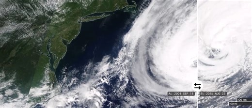 14K views · 13 reactions | Comparison of Hurricane Erin 9/11/01 vs. Erin 8/22/2025 | WeatherMatrix | Facebook