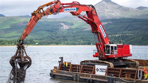 A giant machine working directly on the water