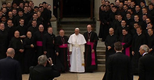 Pope Francis arrives at St. Charles Borromeo Seminary