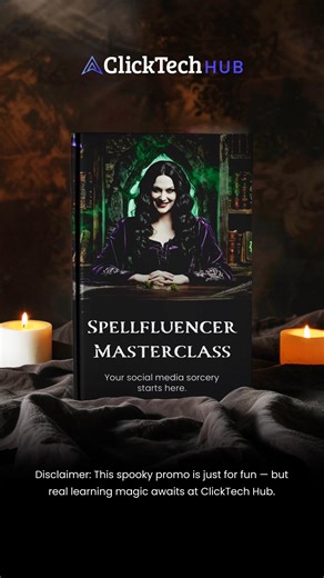 That "Spellfluencer Masterclass" promo is just for fun, but the results you get from ClickTech HUB are real. 🧙‍♀️ We don't teach hexes, we teach advanced AI and Digital Marketing strategies that actually grow your business. Ready for real results? Join ClickTech HUB today! 👉https://bit.ly/44x3P68 #DigitalMarketing #AICourse #HalloweenFun #ClickTechHUB | ClickTech Hub - AI