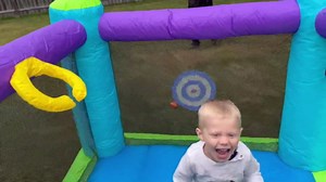 Action Air Bounce House - Inflatable Bouncing House with Blower for Indoor & Outdoor - Jump Bouncy Castle with Slide - Durable Sewn and Extra Thick, Love for Kids (3-5 Years)