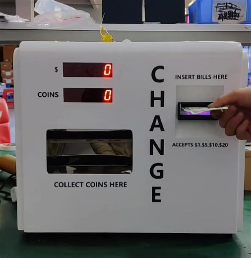Smart Quarter Change Machine Token Coin Change Machine Banknotes Exchange Machine for Photo Booth Game Center Efficient and Convenient ✅ Token diameter:23mm-26mm ✅ Token thickness:1.6mm-1.8mm (for other thickness, need special make) ✅ LED display insert money amount and remaining coins（Payout coin quantity count down） ✅ Dispenses a single denomination of coin or token ✅ Easy to set the denomination and the coin quantity ✅ Data sheet of income and outcome ✅ Error code display , easy to find the p