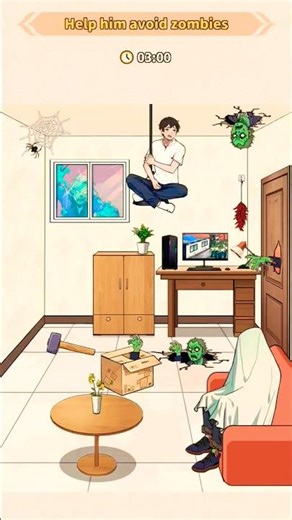 Help him avoid zombie ~ Brain Puzzle Tricky Quest