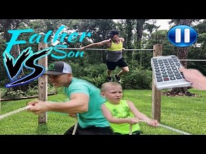 Father VS Son Strength Challenge 2! Kyle Sneak Attacks Dad With PAUSE CHALLENGE!!