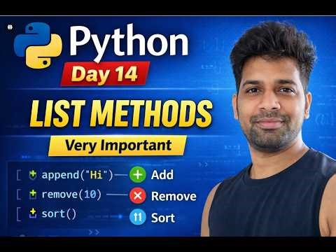 Python Full Course in Telugu | Day 14 | List Methods in Python | Complete Explanation