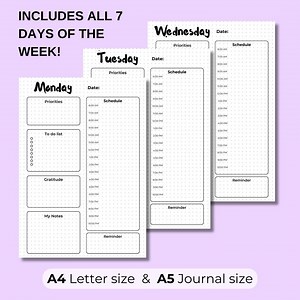 Digital Daily Planner 7-day Printable Planner Pages Weekly Journal Pages Work From Home Planner A4/A5 Minimalist Daily Planner - Etsy Canada