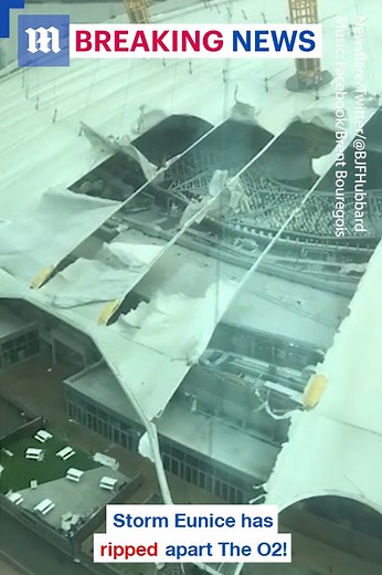 28K views · 165 reactions | BREAKING: The roof has been ripped off the O2 arena in London via Newsflare Full story: https://trib.al/zIWQFGk | Daily Mail Video | Facebook