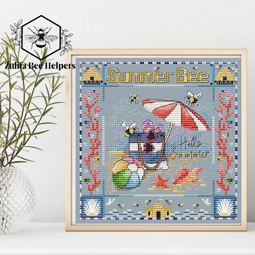 Summer Cross Stitch Pattern Sea Cross Stitch PDF Shell Sampler Bee Digital Pattern Chart Cross Stitch Beach Cross Stitch Sea PDF Sampler - Etsy
