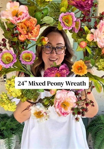 Decorate Your Home with a 24” Mixed Peony Wreath