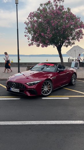 Sleek Red Mercedes-Benz Convertible by the Waterfront