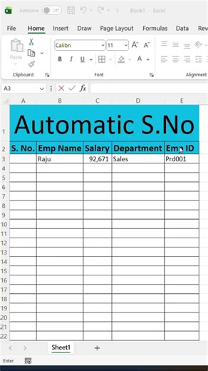 Ashutosh Srivastva | Automatic serial no #computer #tricks #tips #rama #viral #exceltips #exceltrick #ExcelHindi | Instagram