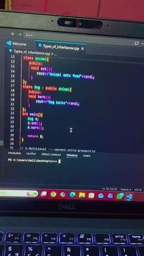 #Single inheritance in C++😁🫡❤️💻#
