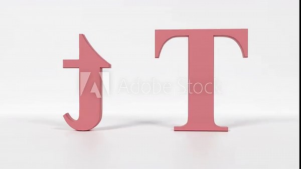 Educational flash card 3D coral‑red letter T capital and lowercase spinning in 4K loop for immersive alphabet learning Stock Video