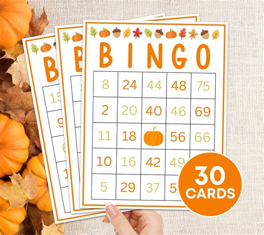 30 Fall Bingo Cards Printable Game, Fall Autumn Bingo Boards, Fall Bingo Game Activity for Kids, Fall Numbers Bingo Classroom Activity Game - Etsy