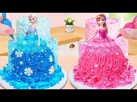 How to Make Elsa & Anna Princess Doll Cakes | Frozen Theme Cake Decorating | Cute Mini Bakes