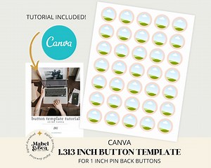 1 Inch Pin Back Button CANVA Template, 1.313 Inch Circles, Digital Download, Mabel and Bea - Etsy