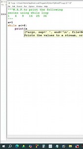 Write a program to print a square series using while loop in python / python / CBSE #shorts