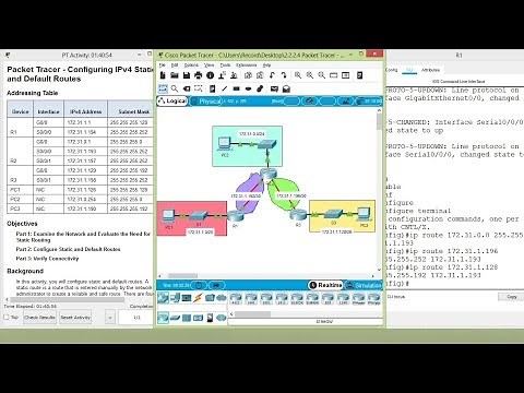 Packet Tracer - Configuring IPv4 Static and Default Routes