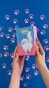 Cats in a box contains 60 art cards (my entire collection of cat artworks!!) tucked into a deluxe soft-touch box with gold foil accents and a ribbon pull-drawer. Available to order now for a limited time only! 🐱💙 | Lora Zombie