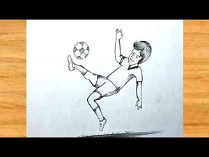 How to draw a boy playing football || pencil sketch drawing tutorial for beginners