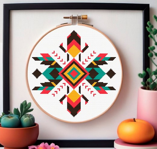 Native American Cross Stitch Pattern: Colors of Tradition Sampler (PDF Download) - Etsy