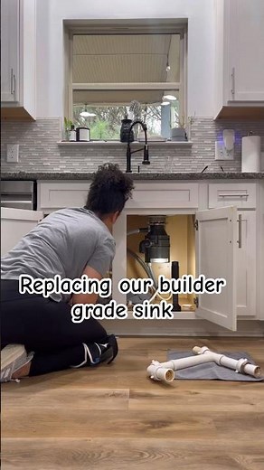 Finally replacing our builder grade sink. Nervous about cutting our granite counter #kitchensink