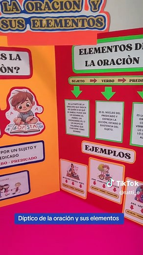 Díptico de la Oración y Sus Elementos para Escuela