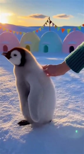 Petting a Fluffy Baby Penguin… It Loves the Attention! 😍🐧 #cute #fluffy #funny #penguin #pets