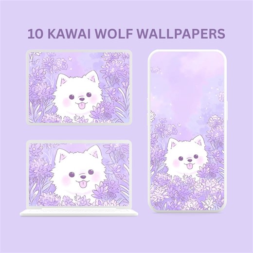 10 Kawaii Wolf Wallpapers – Cute Pastel Spring Aesthetic HD Backgrounds for Iphone, Android, Ipad, Desktop - Etsy