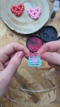 DIY bunny heart made with seed beads or Miyuki pony beads 🐰🩷🩵 #beads #diy #beads #beading