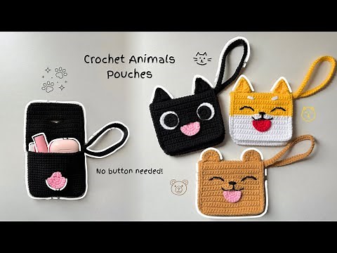 Crochet animal pouches/wallet for your small essentials 💖 | A step by step tutorial