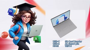HP 2025 14 Inch Ultra Light Laptop, Sleek Natural Silver, Intel Processor N150, 16GB RAM, 384GB Storage(128GB UFS+256GB MSD), Wi-Fi 6, Windows 11 Pro, Copilot Key, w/Accessories