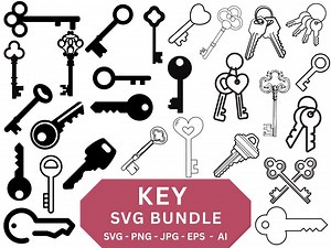 Vintage Key SVG Bundle | Heart Shaped Keys | Cricut Cut Files | Digital Download - Etsy