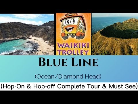 Waikiki Trolley Hop-On Hop-Off Tour of Honolulu (Blue Line complete tour,ocean/scenic route)