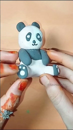 how to make a panda with clay // clay panda tutorial #tasniaarts
