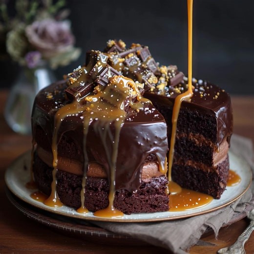 🍫 Salted Caramel Chocolate Cake 🍯 This Salted Caramel Chocolate Cake is decadence at its finest rich chocolate layers paired with buttery salted caramel for the perfect sweet-salty harmony. With silky frosting and luscious caramel drips, every slice is melt-in-your-mouth delicious. A showstopper dessert for true caramel and chocolate lovers! | Latest Recipes