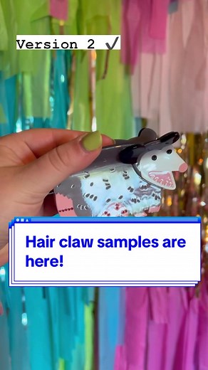 Samples have landed in my hot little hands! Honestly some of my best work yet, if I do say so myself! We will have lava lamps, possums, raccoons, pasta, and a few others in 2024 and if that doesn’t give you something to look forward to in the new year I don’t know what will! . #hairclaw #hairclip #raccoon #possum