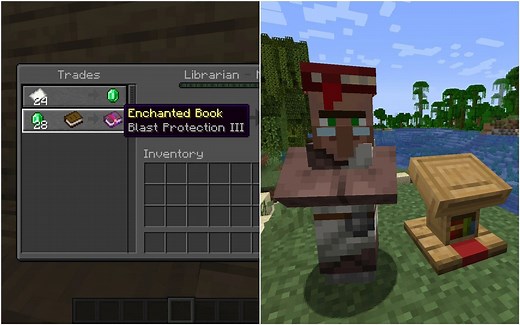 Which enchantments can librarian villagers give in Minecraft?