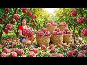 Harvesting 1000+ Of Exotic Red Custard Apple Goes To Countryside Market Sell For Villager