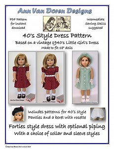 PDF Pattern for a Forties Style Doll Dress for 18" Dolls - Etsy