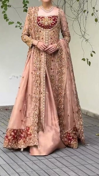 Pakistani Wedding Dress 2026 💖 Most Beautiful Heavy Embroidery Long Kameez with Sharara ✨ #shorts