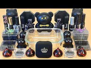 BLACK SLIME 🖤 Mixing makeup and glitter into Clear Slime 100% ASMR Satisfying Slime Videos 1080p