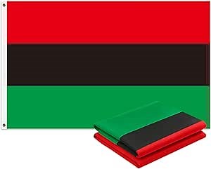 Pan-African Flag 3x5 FT Heavy Duty Outdoor, Sewn Stripes UNIA Black Liberation Flags Juneteenth | 210D Red Black Green Stripes | Brass Grommets and 4 Stitch Hemming | Afro American Flags for Outside