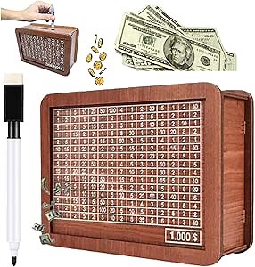 Wooden Cash Saving Box - 2024 New Retro Style Money Vault with Counter, Handmade Piggy Bank for Goal Savings (10000)
