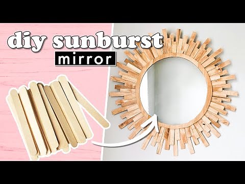 DIY WOOD SUNBURST MIRROR (using popsicle sticks!) || Actually Alli