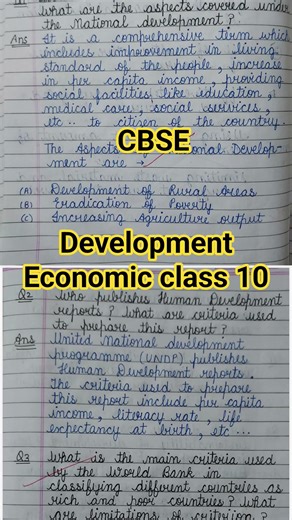 Development Economics class 10 sst important questions answers #cbse#cbseboard#viral#cbse