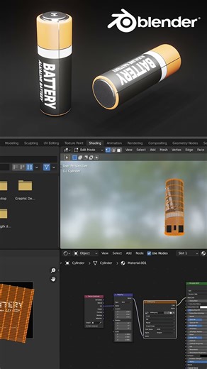 AA Battery 3D #blender #3dmodelling #productdesign #hardsurface #topology