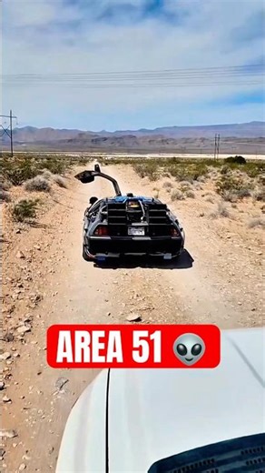 Delorean driving outside Area 51 #alien #80s #nostalgia