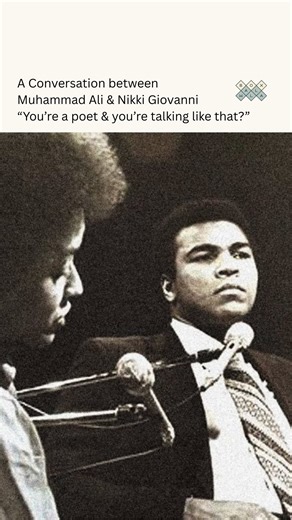 Boxwalla on Instagram: "I can’t get enough of this interview between poet Nikki Giovanni and Muhammad Ali. There’s a moment when Nikki Giovanni says: “You’re a poet and you’re talking like that?” And you know that this is, in fact, a conversation between two poets. And that Giovanni knows it too. . Here’s a lovely little poem from her, full of hope & beauty: Winter Poem once a snowflake fell on my brow and i loved it so much and i kiss it and it was happy and called its cousins and brothers and 